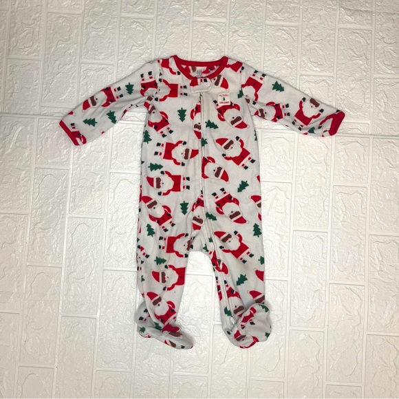 My First Christmas Carters One Piece Footies Christmas Tree Santa Size 9 Months - Picture 1 of 3